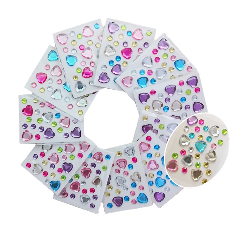 Picture of Mini Colorful Diamond Sticker Accessories Cross-Border DIY Diamond Stickers Acrylic Diamond Stickers Stars Heart Gem Stickers