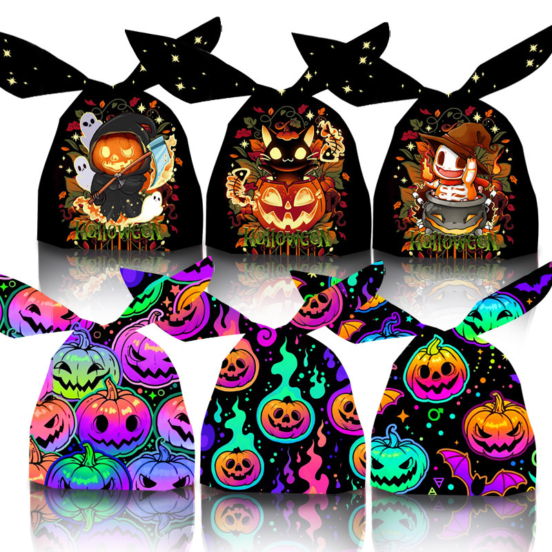 Halloween Candy Rabbit Ear Bag Cookies Cookies Cute Cartoon Pumpkin Cookies Bag Children Candy Gift Packaging Bag