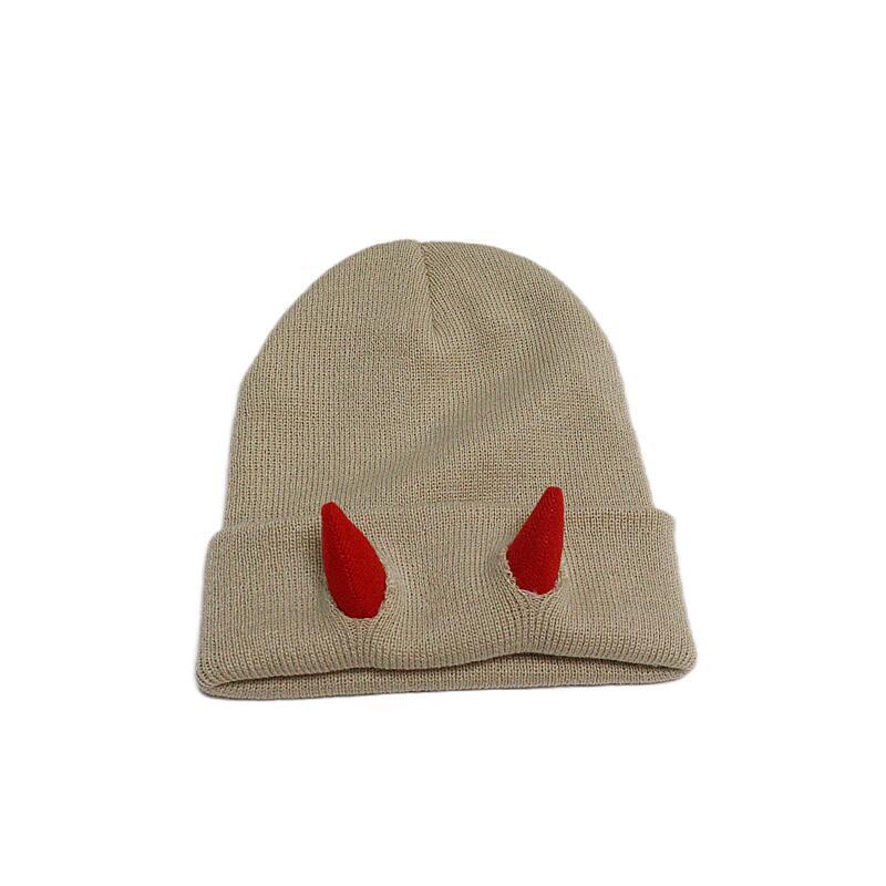 Picture of Autumn and Winter devil horn hat warm knitted wool hat Halloween horn toe cap cross-border new funny hip hop