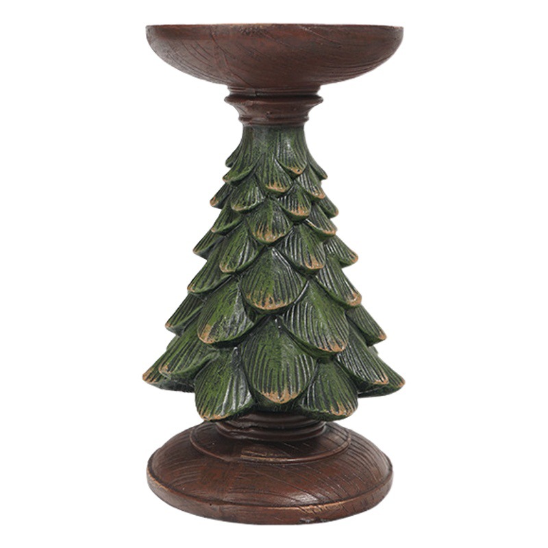 Cross-border Green Christmas Decoration Ornaments Cedar Christmas Tree Candlestick Desktop Living Room Ornaments Christmas Gifts