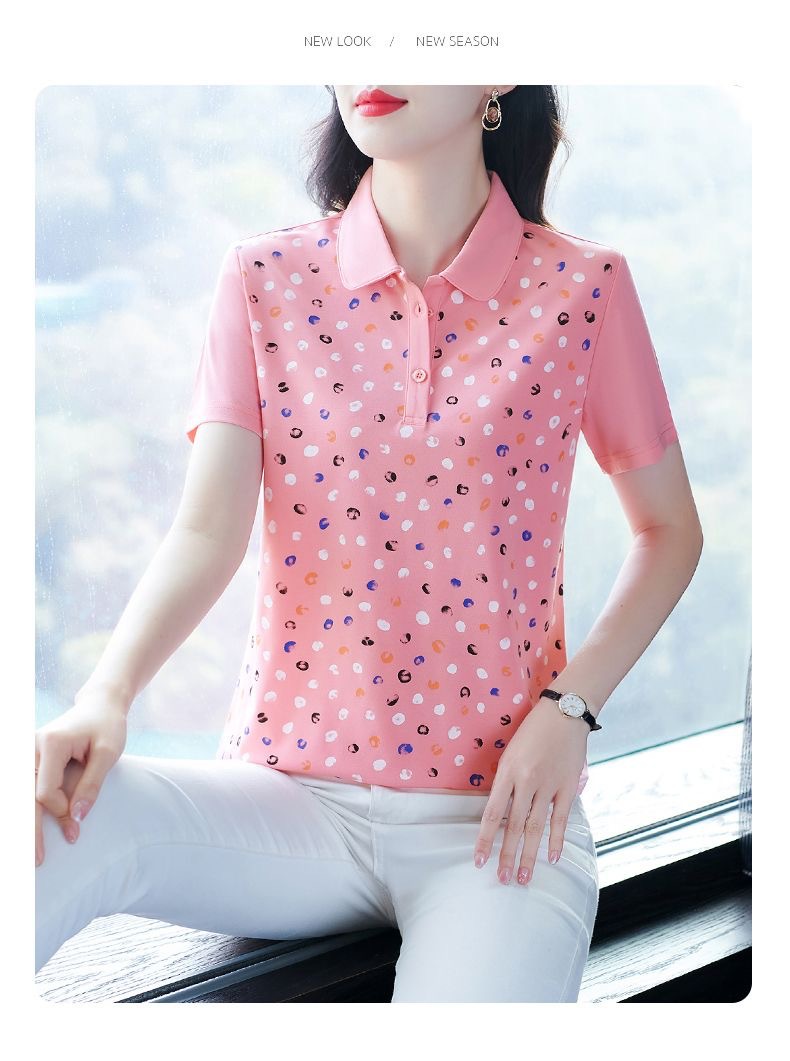 Mother's Polo Collar Short-sleeved T-shirt Women's 2025 Summer New Lar Casual Fashionable Age-reducing Sports Top