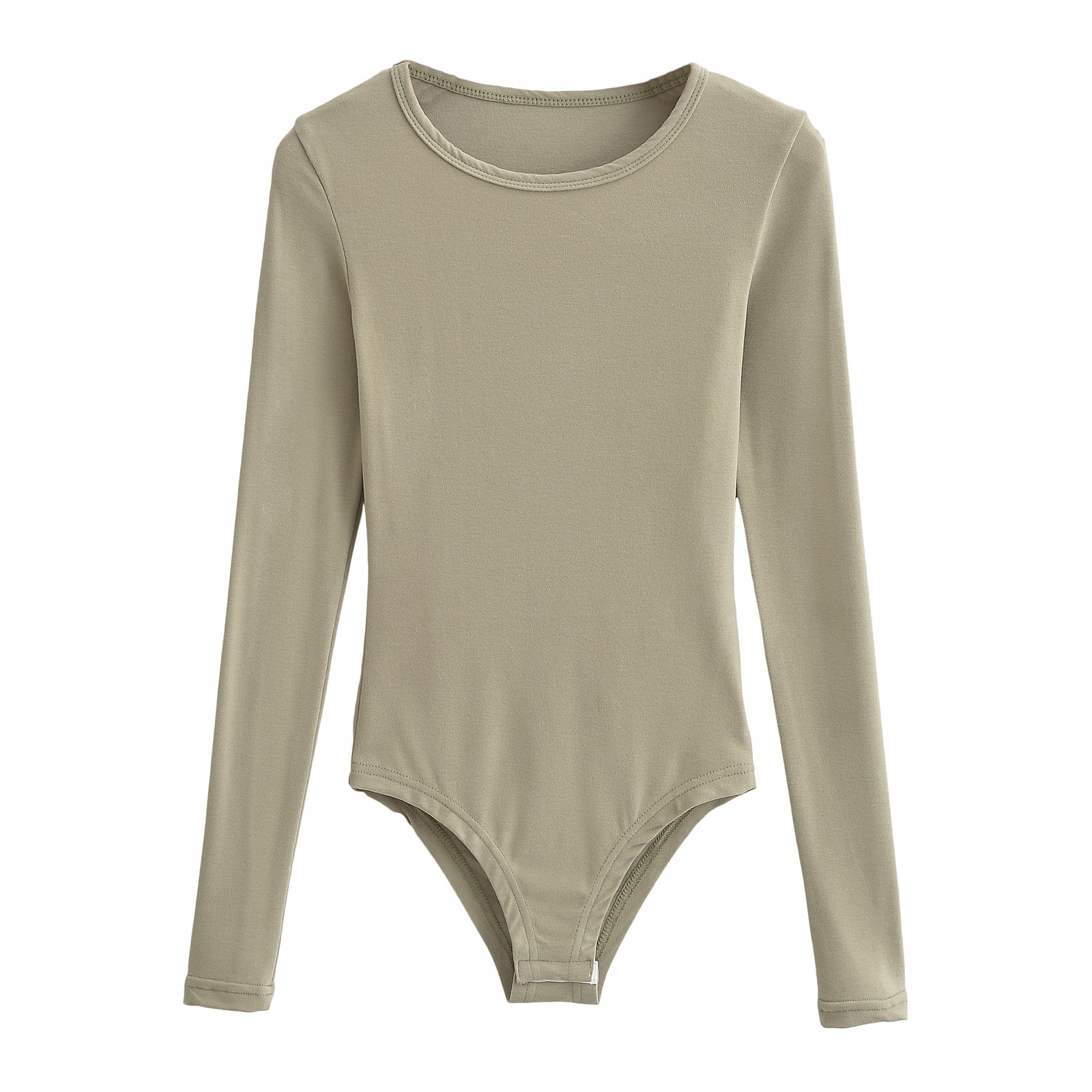 Picture of European and American hot girl style INS round neck Sexy Slim-fit brushed long-sleeved bottoming T-shirt women's solid color stretch tight jumpsuit