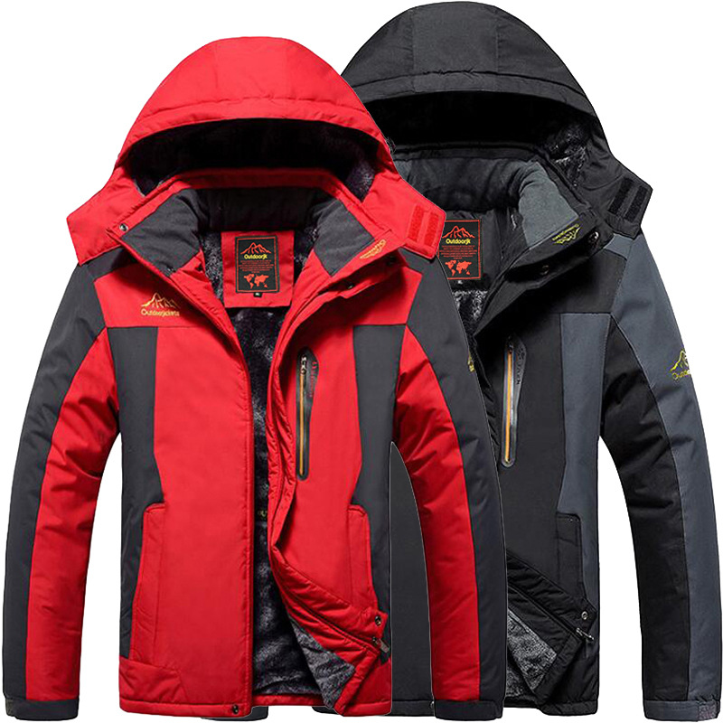 2025 Export Amazon Large Size Men's Velvet Thickeneded Jacket Outdoor Cold-Proof Clothing Cotton Clothing Group Clothing
