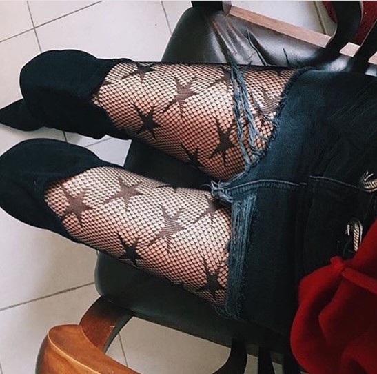 Cross-border hot selling fishnet socks five-pointed star pantyhose star fishnet socks sexy temptation women's long star socks