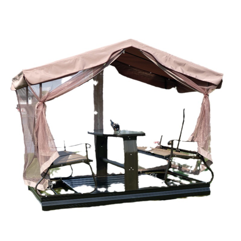 Picture of Outdoor power rocking chair courtyard rocking four-person swing table and chair with canopy outdoor Villa rocking table rocking chair