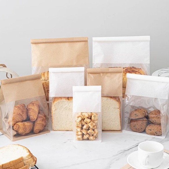 Croissant Toast Packaging Bag Sliced Toast Potato Bread Biscuit Packing Bag Baking Wire Self-sealing Bread Bag