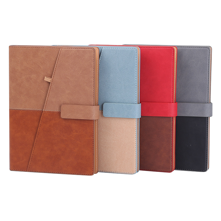 Picture of Business Loose-Leaf Notebook with Color-Changing Leather Cover, Pen-Insertion Style Office Notebook, Portable Office Notebook with Logo