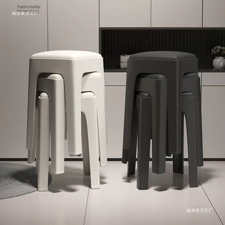 Picture of Plastic Stool Household Thickened Stackable Square Bench Modern Simple Sturdy Durable Dining Table Stool Spare High Chair