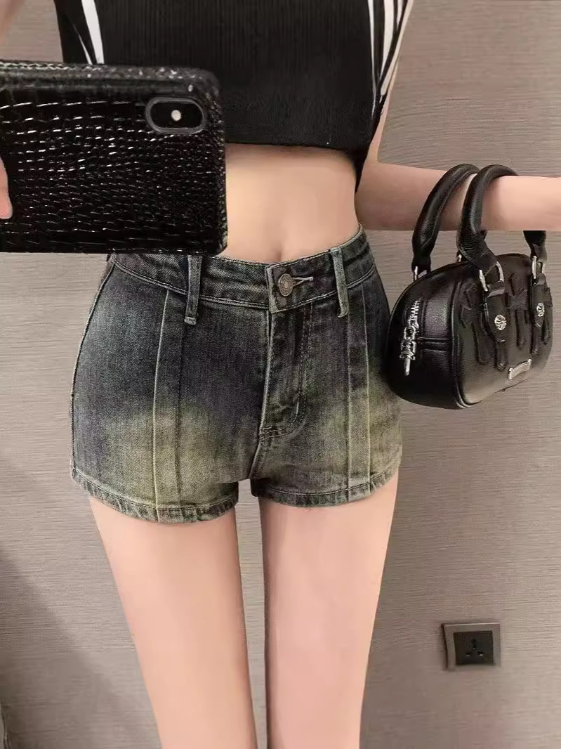 American Style High Street Denim Shorts Women's Summer Thin Hot Pants for Hot Girls High Waist Trendy Short A- Shaped Hip Super Shorts