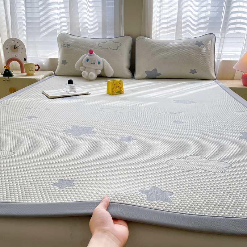 Picture of Bingdoudou Three-Piece Summer Cooling Mat Set, Ice Silk Mat Mattress, Machine Washable, Suitable for Infants and Toddlers, Air-Conditioned Soft Mat