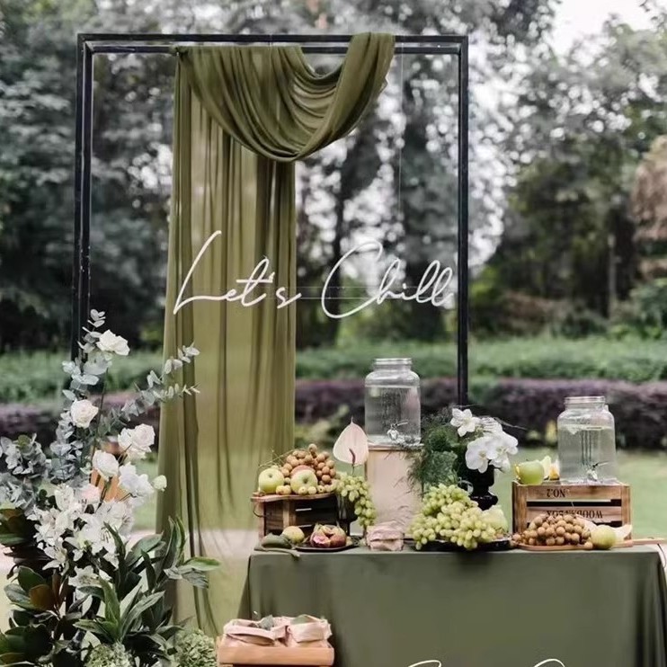Aocado Army Green Ink Mung Bean Green Wedding Gauze Mantle Cloth Mantle Wedding Background Layout Draping Chiffon Fabric