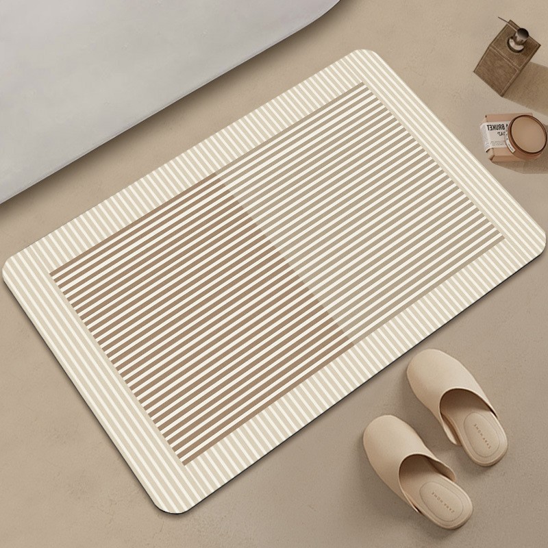 Quick-Drying Soft Diatom Mud Floor Mat, Bathroom Absorbent Non-Slip Mat, Wabi-Sabi Style, Stain-Resistant, Easy to Care For, Toilet Door Mat