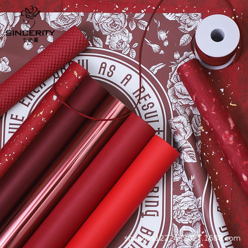 Zhuo fiber red flower wrapping paper Versailles red festive gift art paper packaging material flower wrapping paper