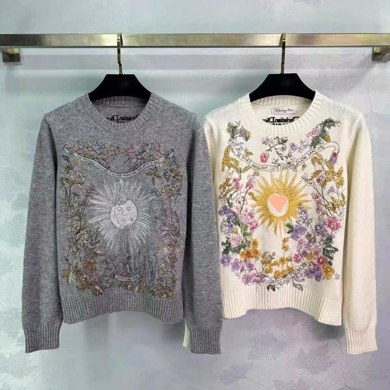 High-Definition N Goods ~ Shenzhen Nanyou European French Classy Women's Cashmere Intarsia Knitted Embroider Pullover Sweater Top