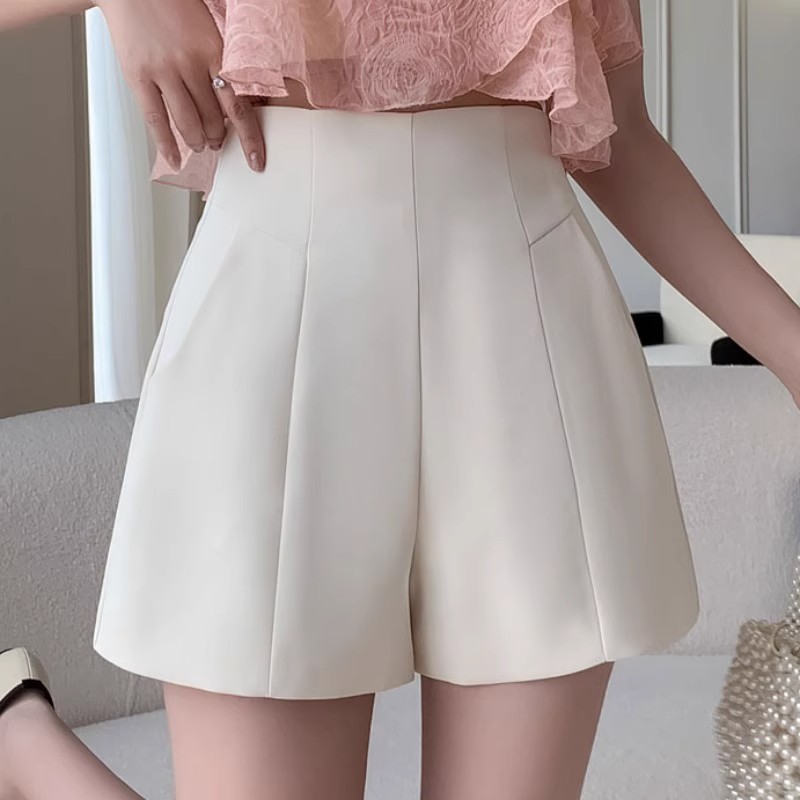 2024 Spring and Summer New Outfit White Shorts Women's High Waist Slimming Casual A- shaped Pants Loose Suit Wide-leg Pants