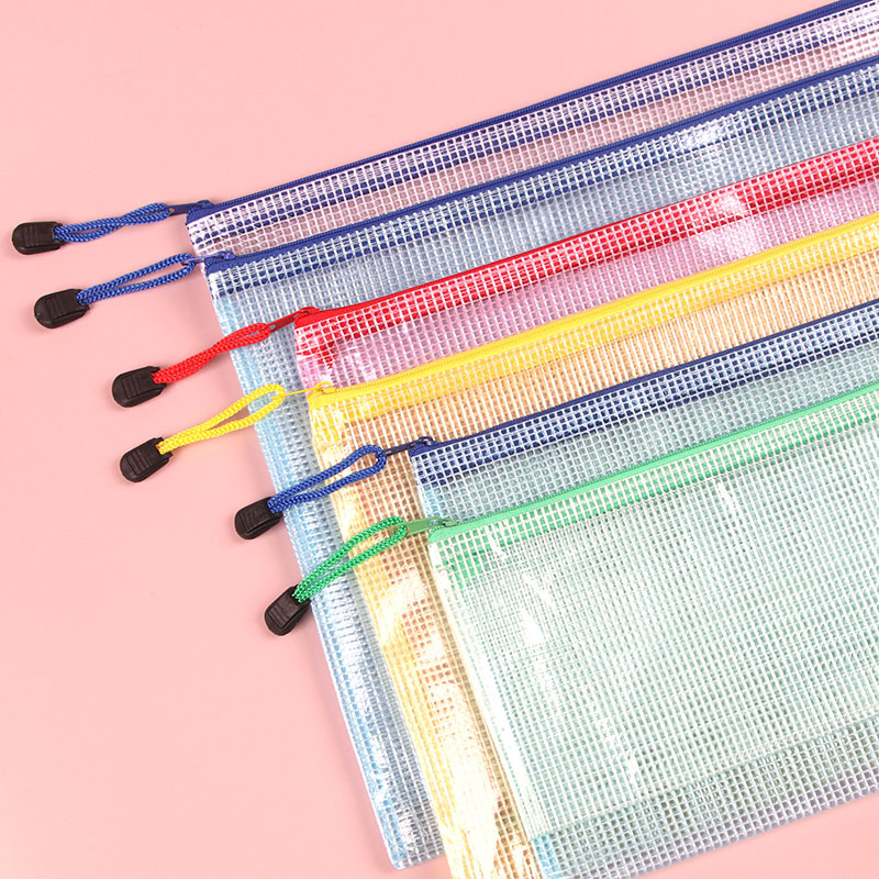 Picture of Transparent File Bag A4 Office Supplies Mesh Zipper Bag Stationery Wholesale Pvc Waterproof Satchel Test Paper Information Bag
