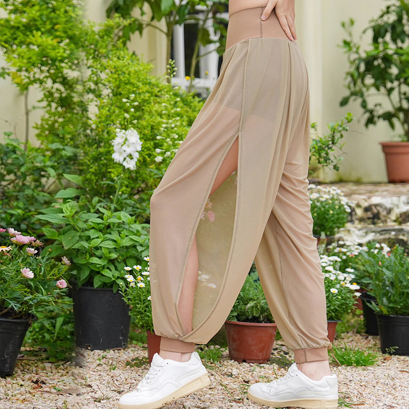 Thin Mesh Yoga Pants Women's Loose Breathable Wide-leg Yoga Trousers Pilates Sport Bloomers