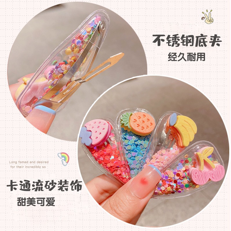 Picture of Children's Hairpin Girls' Headwear Side Side Bangs Clip Kids Baby's quicksand Clip Princess Cute Broken Hairpin bb Clip