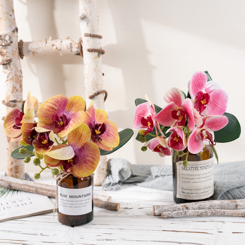 Artificial Flower Holding Flowers Qingai Phalaenopsis Combination Short Branch Artificial Flower Home Decoration Rose Wall Cl09004