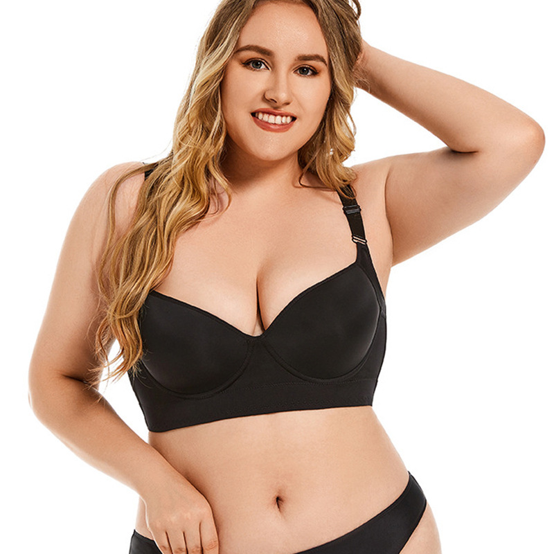 New cross-border European and American plus-size bra, thin style, comfortable gathered with underwire adjustable bra for large busts