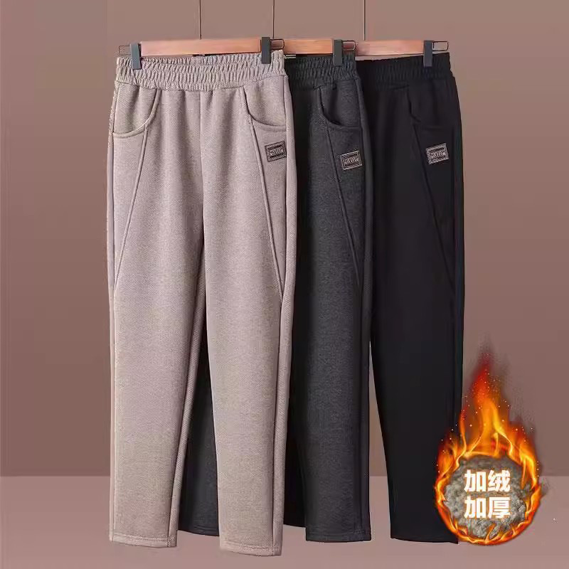 Mother's Pants Children Spring and Autumn Middle-aged and Elderly Winter fleece-lined Thickened Woolen Pants for Outer Wearing Middle-aged Pants with Loose Waist