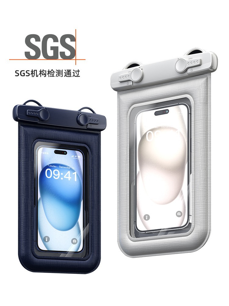 Picture of Cross-border new mobile phone waterproof bag touch screen sponge floating can be slung large capacity ipx8 waterproof mobile phone case