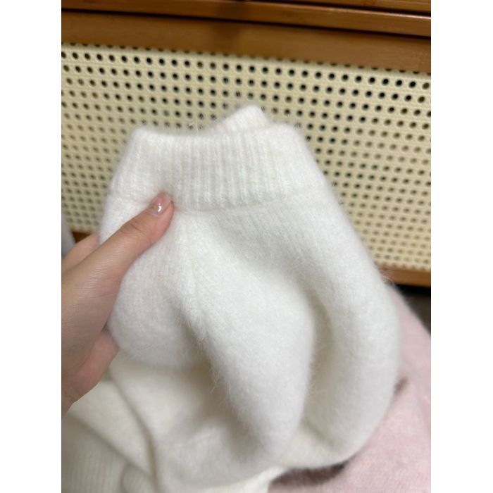 Picture of Pink milk mohair knitted pullover sweater girl autumn and winter art raw milk obedient lazy wind soft glutinous top autumn