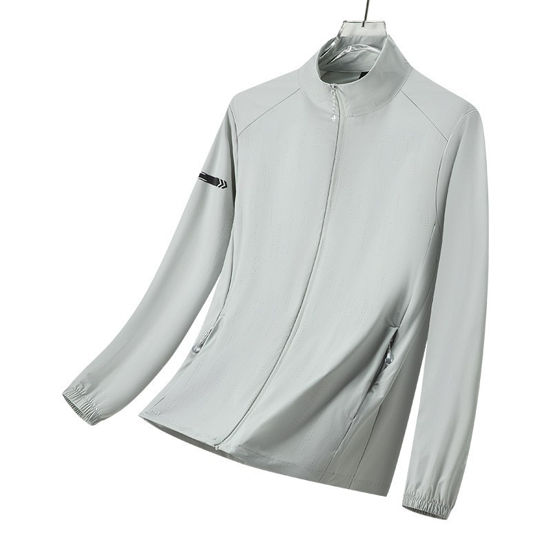 Men's Stand-Up Collar Sun Protection Clothing Original Yarn Ice Silk Cool Sun Protection Clothing Daily Commuting Air-Conditioned Clothing Jacket Business Skin Clothing
