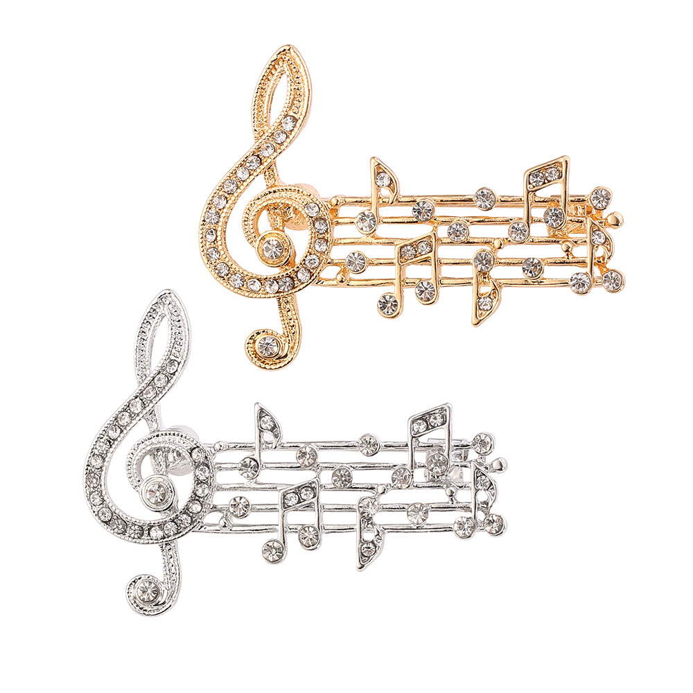 Picture of Elegant musical note music rhythm brooch inlaid with full diamond beating note pin bag clothes accessories spot