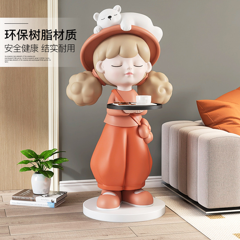 Picture of [Storage Speaker] Cream Style Girl Floor-Standing Ornament Home Decoration Living Room Tv Cabinet Next to Sofa Gift