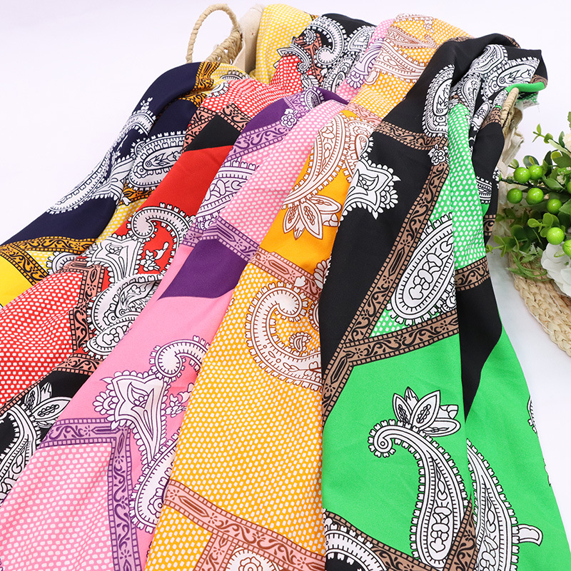 Women's all-match fashionable cashew vintage printed cloth new summer Amazon popular dress polyester fabric