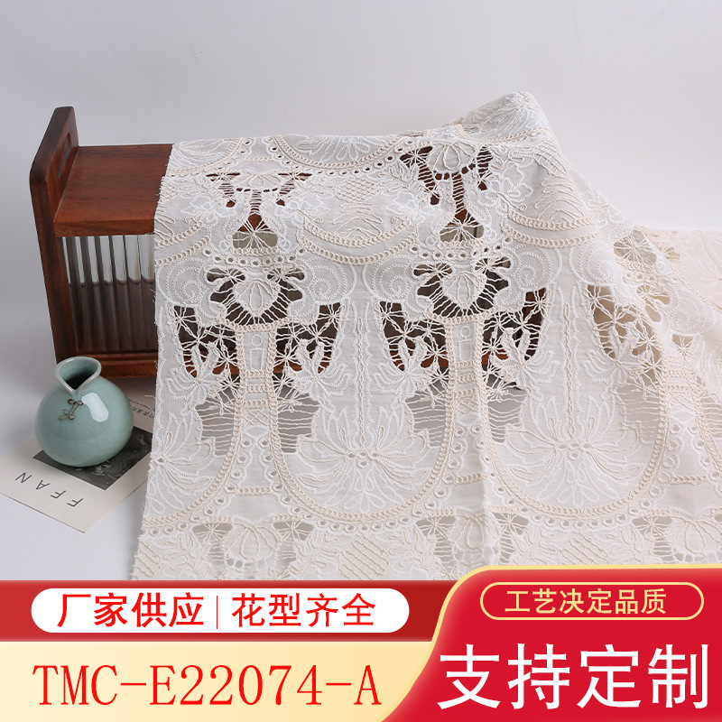 New Laser Strand Embroidered Cotton Coconut Tree Embroidered Top dress Fabric
