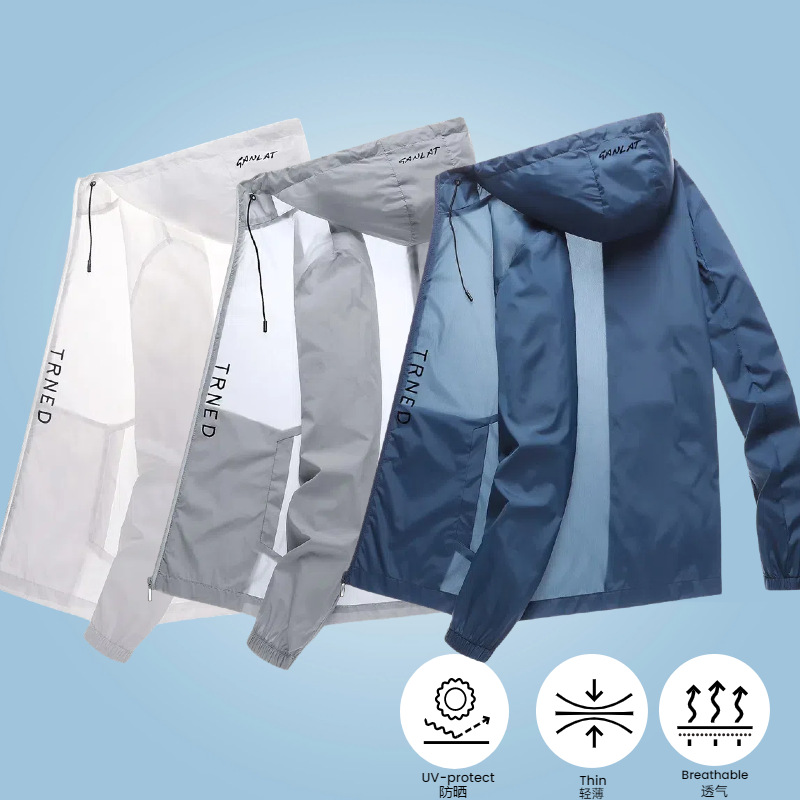 Summer Sun Protection Clothing for Men, Ice Silk Jacket, Thin Fishing Clothing, Skin Clothing for Men, Anti-Uv, Loose and Trendy