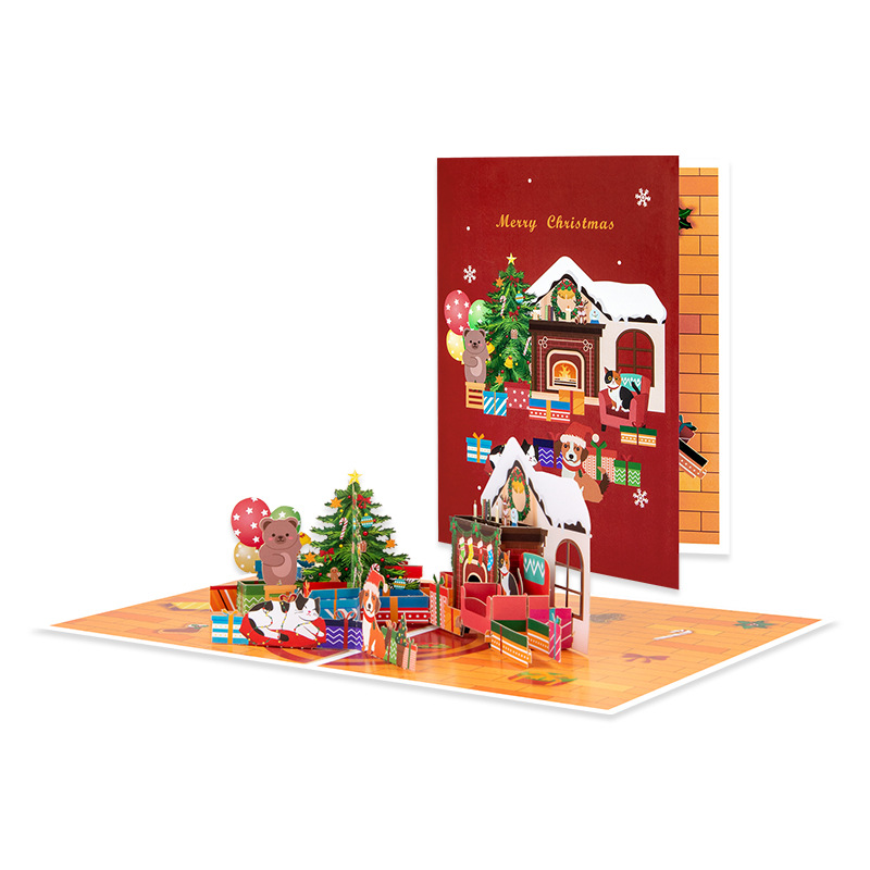 Picture of New Creative Amazon Cross-Border 3D Greeting Card Holiday Greetings Handmade Card Color Printed Christmas Lettering