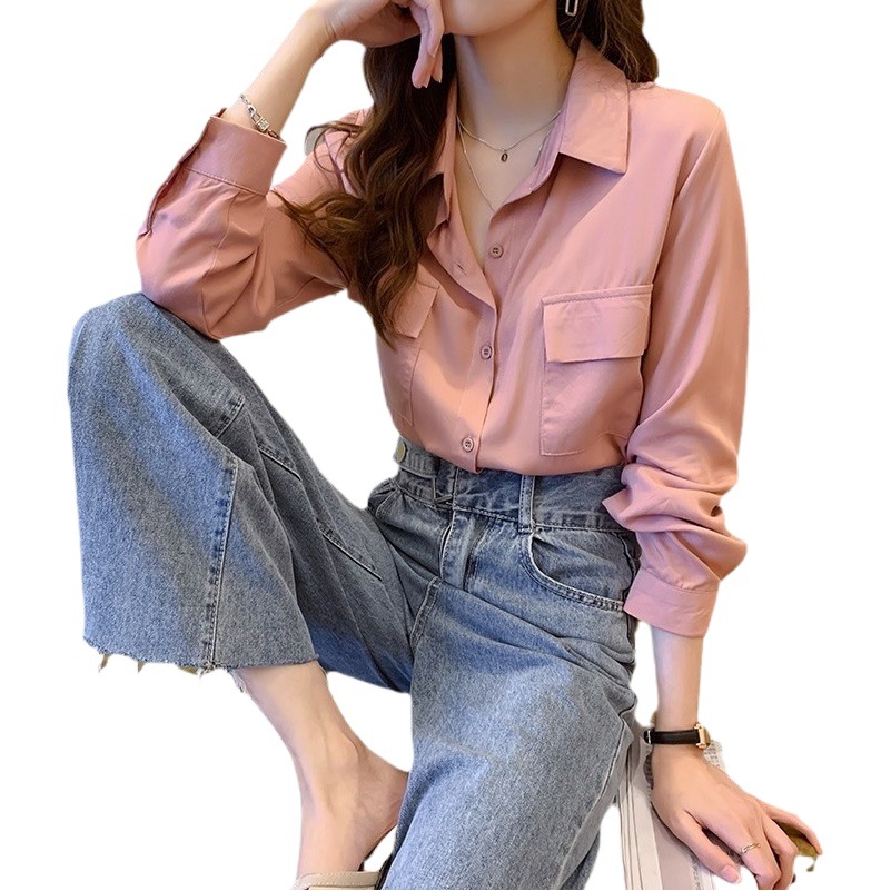 Shirt Korean style women's spring and autumn new fashion Western style design sense niche top long sleeve stacked shirt bottoming shirt