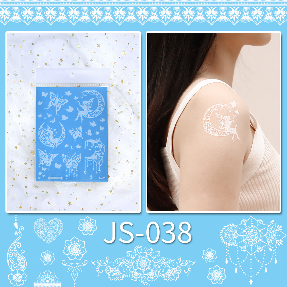Picture of New Cross-border Source White Tattoo Sticker Personalized Face Sticker Henna Hand-painted Sticker Collarbone Sticker Disposable Tattoo