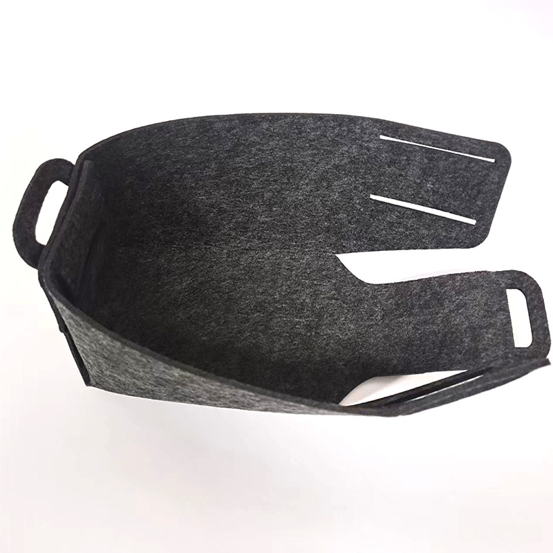 Picture of Factory wholesale simple felt storage basket dirty clothes toy storage basket handle solid color felt storage bucket printed LOGO