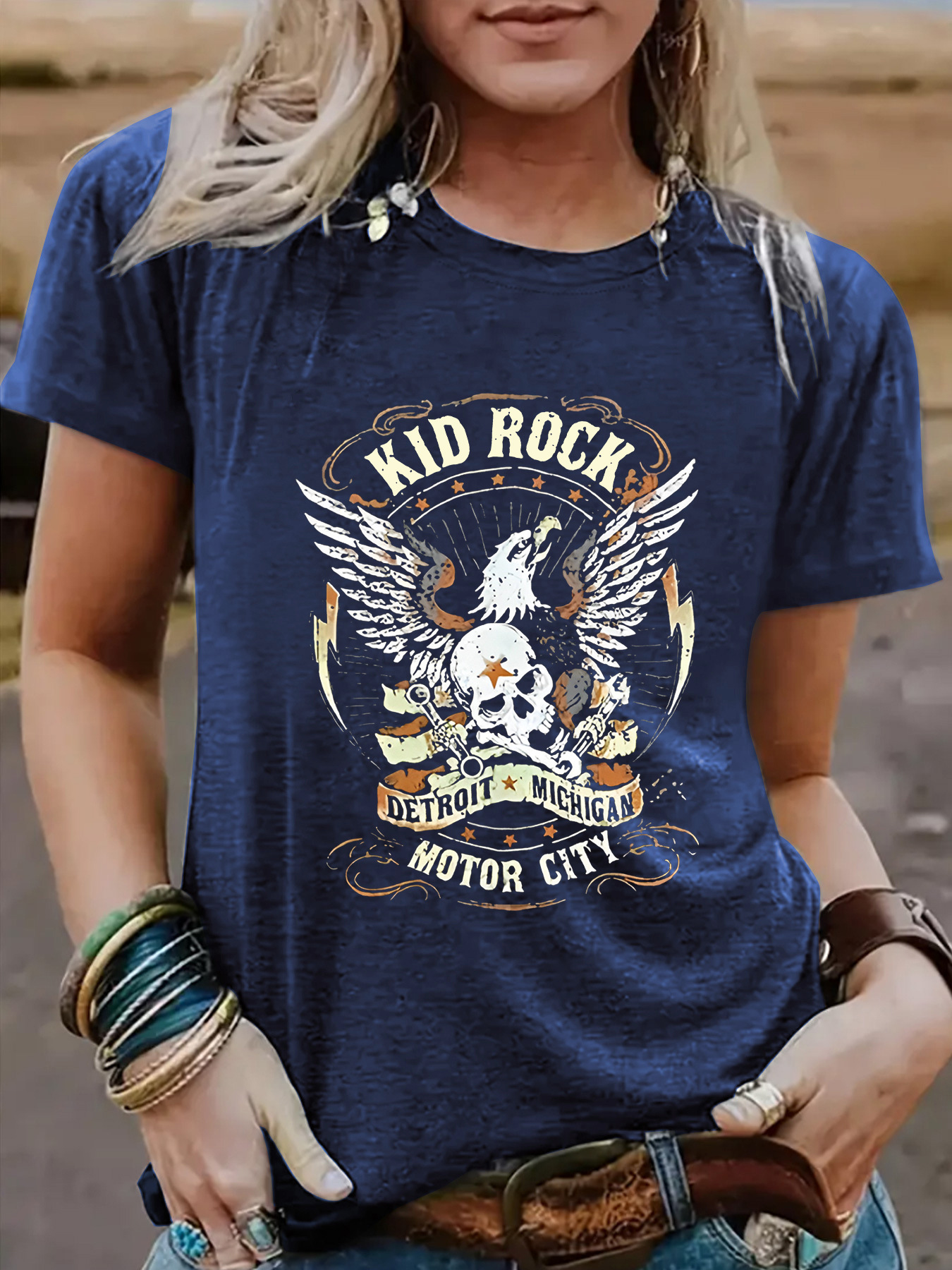 Amazon European and American summer women's eagle pattern round neck short sleeve casual fashion explosion T-shirt cross-border foreign trade American