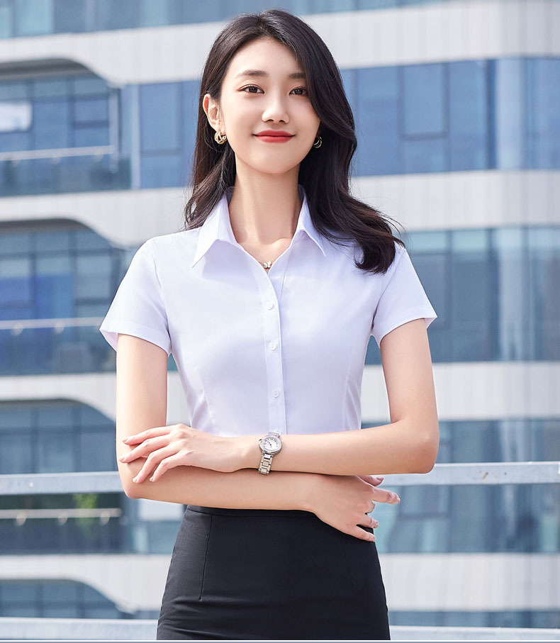 Picture of Women's Civil Servant Interview Application Professional Work Clothes White Shirt Women's Short-Sleeved Shirt College Students Slim and Elegant