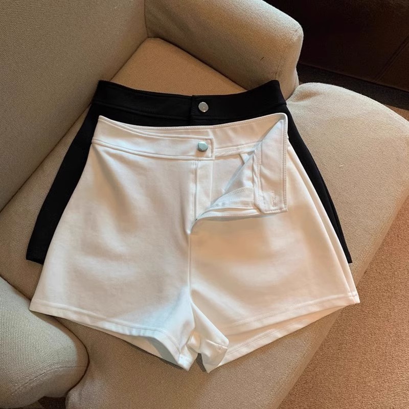 Suit Shorts Women's Pants 2024A Large Size Summer Fat mm White Elastic Tight Black Thin High Waist Slimming Look