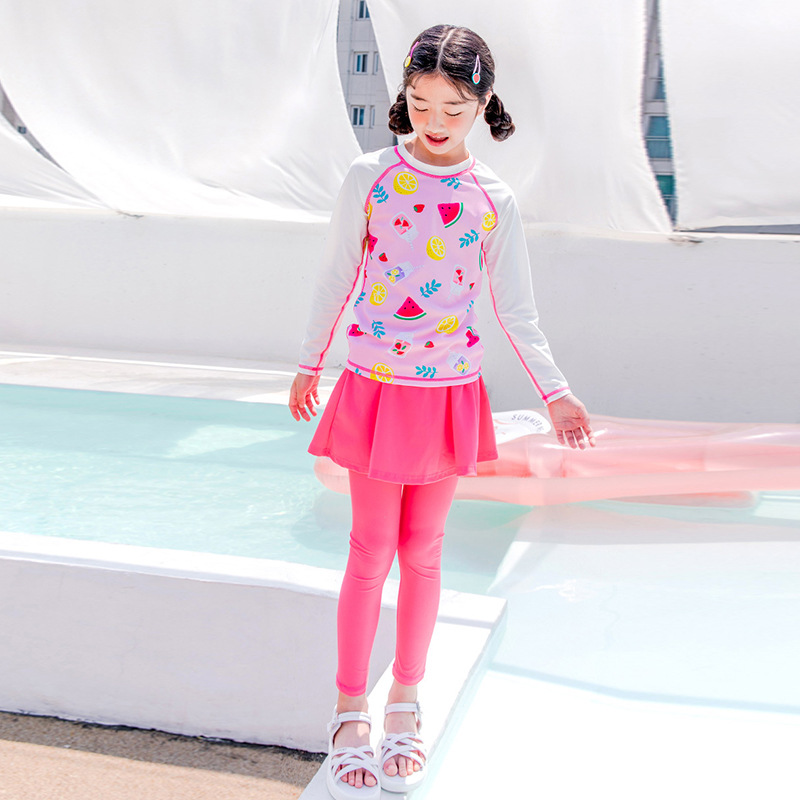 2023 New Children's Swimsuit Girls' Summer Split Sun Protection Two-piece Training Quick-drying Hot Spring Children's Swimming