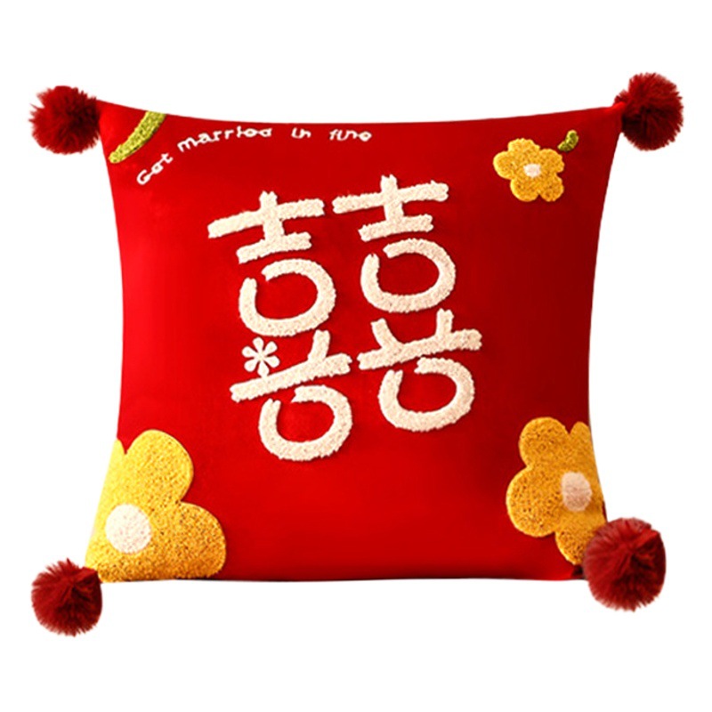 Happy word Wedding pillow a pair of wedding wedding room layout wedding bed red double happy pillow wedding supplies