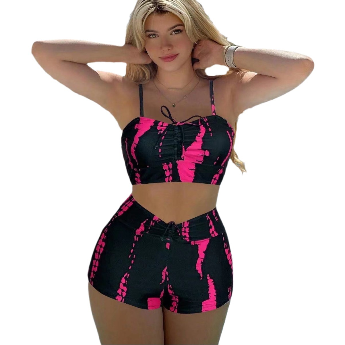 New European and American foreign trade split swimsuit women's high waist flat angle net red cross-border sexy AliExpress swimsuit manufacturers wholesale