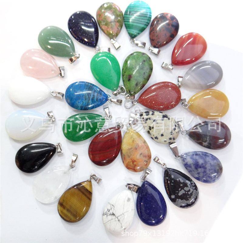 Cross-border AliExpress hot sale natural crystal agate gemstone flat crystal pendant necklace earrings jewelry accessories