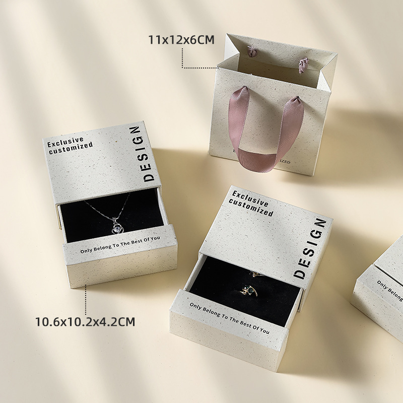 Picture of Regenerated texture jewelry packaging box heaven and earth cover ring box necklace jewelry jewelry storage box factory wholesale