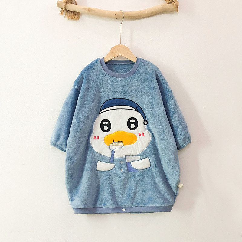 Picture of 10-30kg Middle and Large Children Can Open Button Anti-Kick and Anti-Cold Sleeping Bag Primary School Dormitory Autumn and Winter Coral Velvet Thermal Robe
