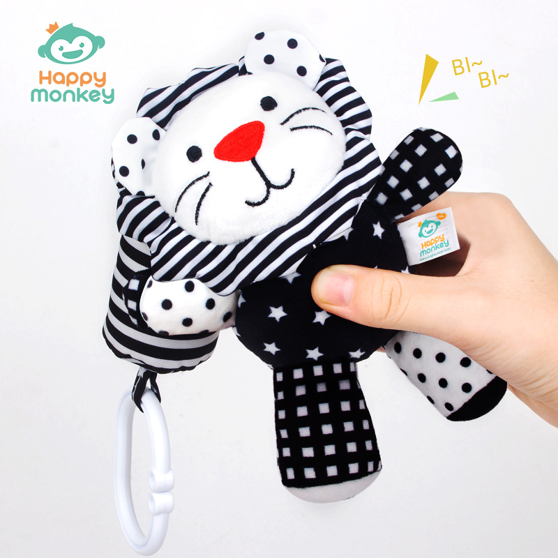 Picture of Happy Monkey Happy Monkey King Baby Toy Cartoon Rattle Lathe Hanging Animal Black and White Wind Chime