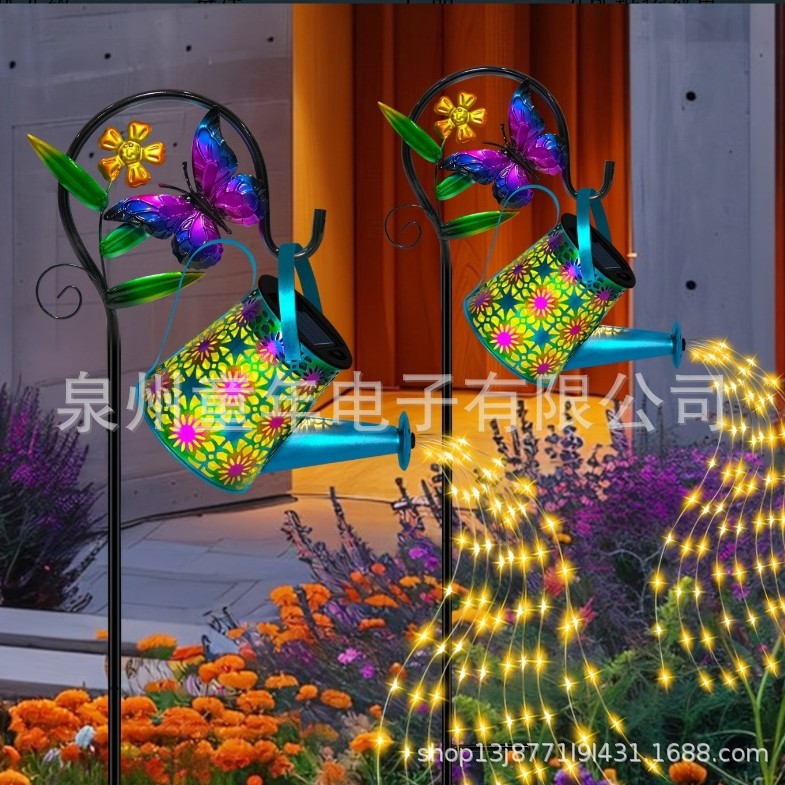 in stock Amazon Explosions Solar Kettle Lamp Outdoor Courtyard Decorative Lawn Lamp Flower Landscape Lamp Hollow Projection