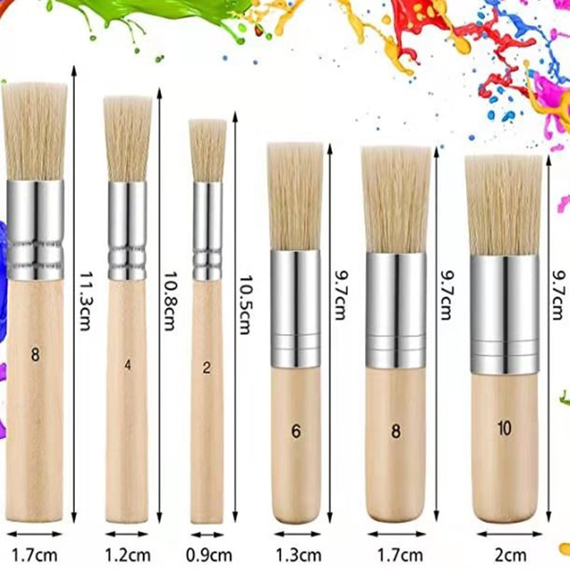 3 Pig Hair Brush Set Art Painting Wooden Brush diy Supplies
