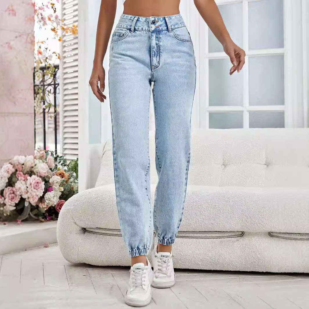 35838# Amazon Cross-border European and American Women's New Skinny Pencil Pants Joker Loose Denim Pants